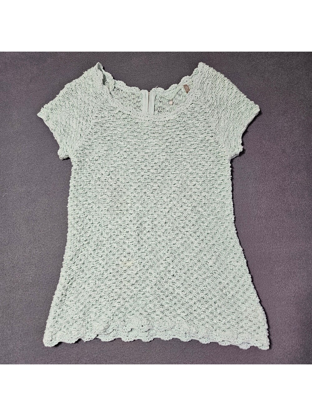 Anthropologie Knitted Knotted Green Dress Medium Mini Short Sleeves Teal Green